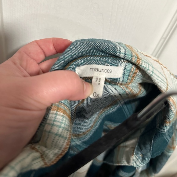 Maurices Blue Green Long Sleeve Flannel Women's 0x Plus Size - Picture 3 of 6